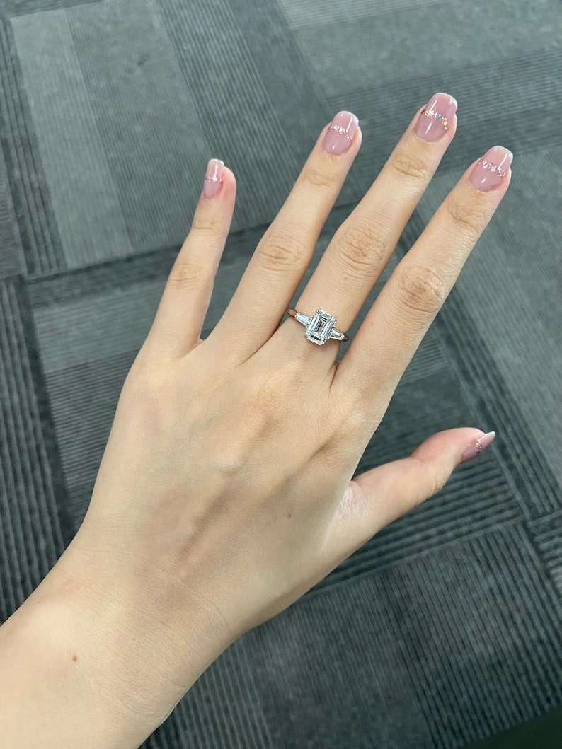 Marquise Shaped Three Stone Lab Grown Diamond Engagement Ring